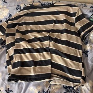 Tan and blue striped oversized tee